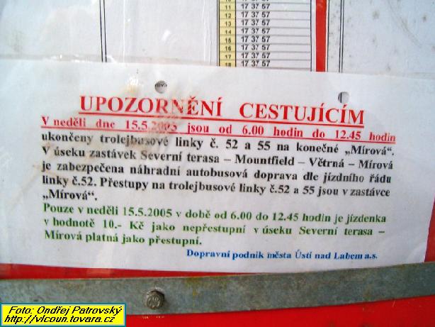 Strun informace o probhajc vluce byla uvedena u kadho jzdnho du v peruenm seku